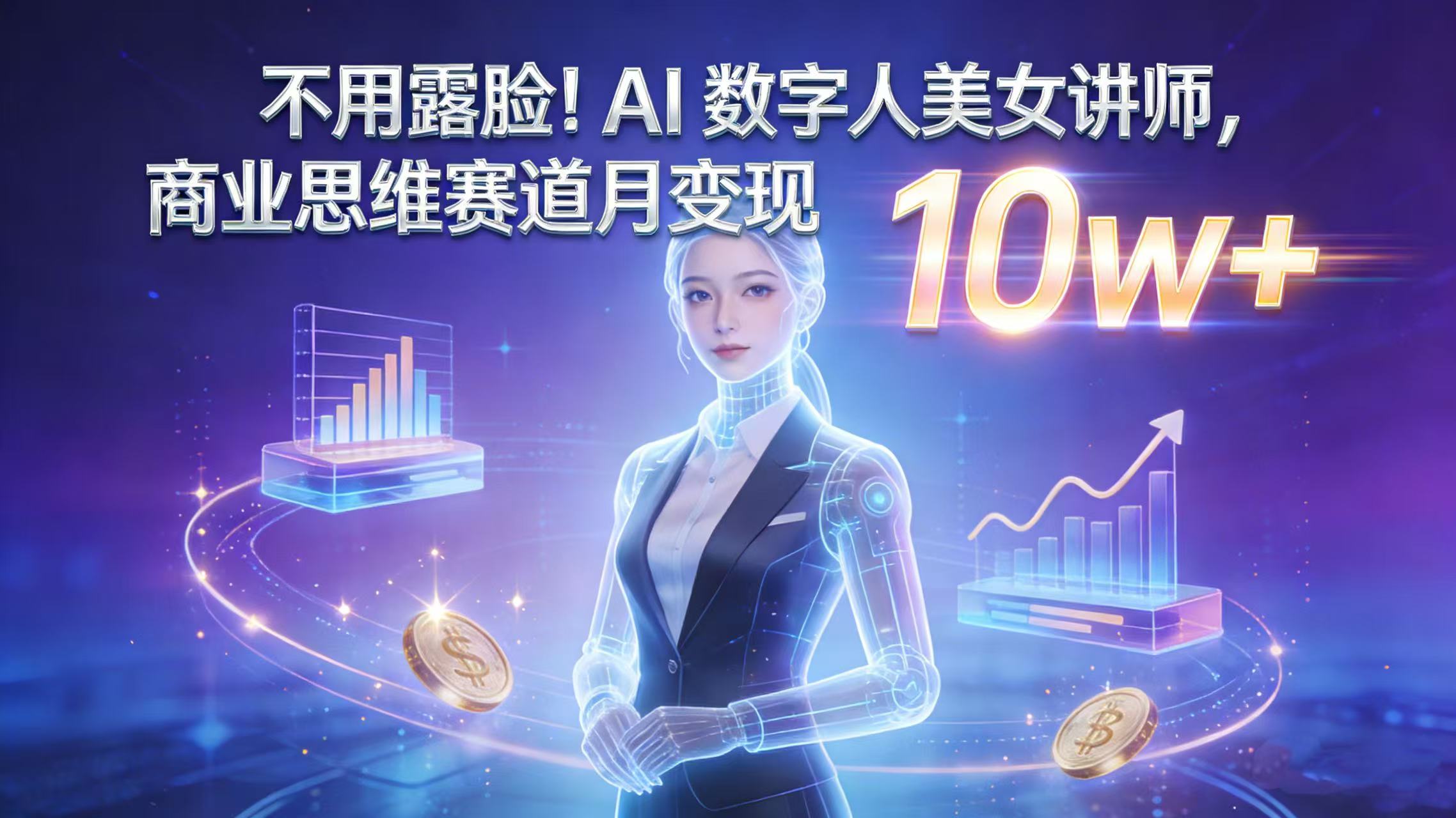不用露脸！AI 数字人美女讲师，商业思维赛道月变现 10w+-知享知识库