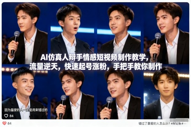AI仿真人辩手情感短视频制作教学，流量逆天，快速起号涨粉，手把手教你制作-知享知识库