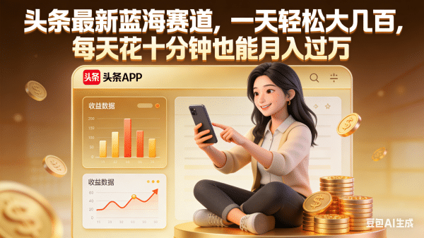 头条最新蓝海赛道，一天轻松大几百，每天花十分钟也能月入过万-知享知识网