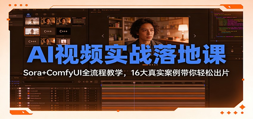 AI视频实战落地课：Sora+ComfyUI全流程教学，16大真实案例带你轻松出片-知享知识库