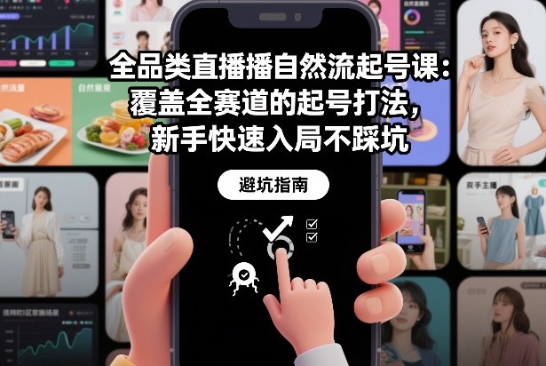 全品类直播自然流起号课：覆盖全赛道的起号打法，新手快速入局不踩坑-知享知识库