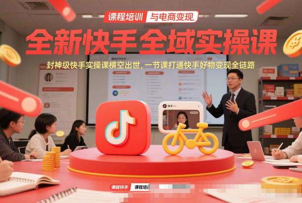 全新快手全域实操课，封神级快手实操课横空出世，一节课打通快手好物变现全链路-知享知识库