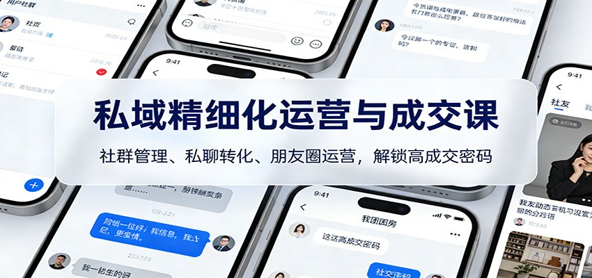 私域精细化运营与成交课：社群管理、私聊转化、朋友圈运营，解锁高成交密码-知享知识库
