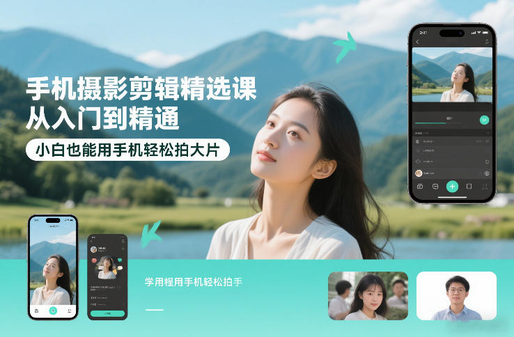 手机摄影剪辑精选课，从入门到精通，小白也能用手机轻松拍大片-知享知识库