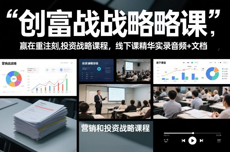 创富战略课，赢在重注时刻，营销和投资战略课程，线下课精华实录音频+文档-知享知识库