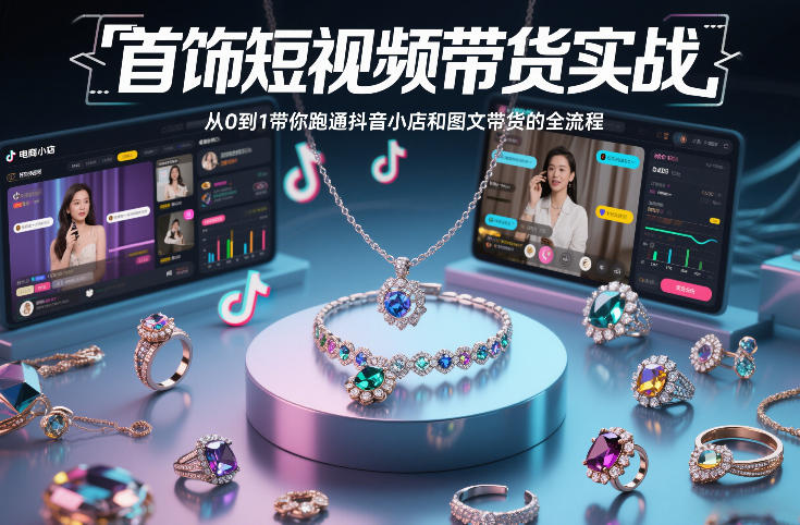 首饰短视频带货实战，从0到1带你跑通抖音小店和图文带货的全流程-知享知识库