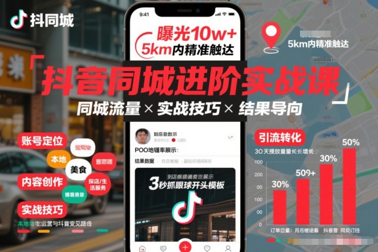 抖音同城进阶实战课，助你同城流量拿到结果-知享知识库