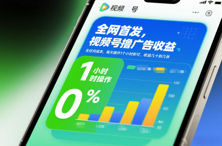 全网首发，视频号撸广告收益，无任何成本，每天操作1个小时即可，收益几十到几张-知享知识库