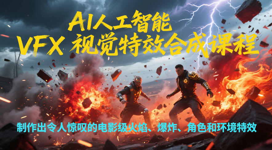 AI人工智能VFX视觉特效合成课程，制作出令人惊叹的电影级火焰、爆炸、角色和环境特效-知享知识库
