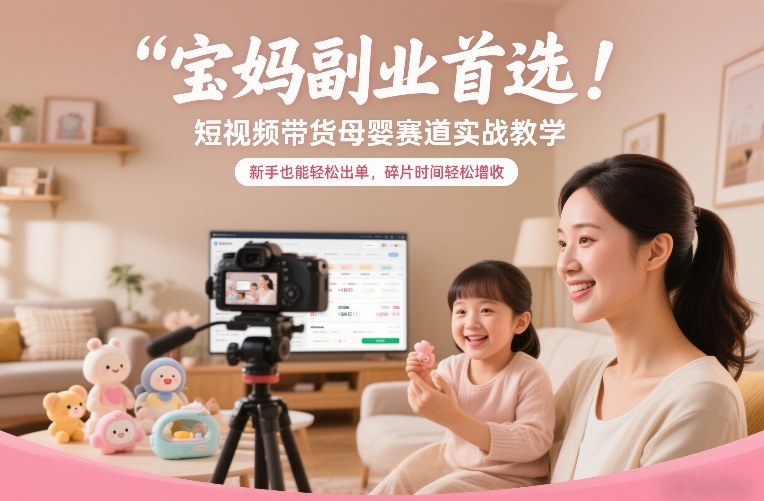 宝妈副业首选!短视频带货母婴赛道实战教学,新手也能轻松出单,碎片时间轻松增收-知享知识库