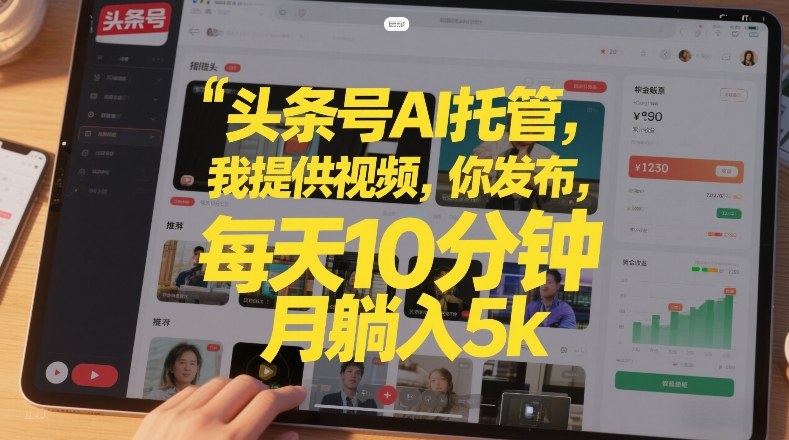 头条号AI托管，我提供视频，你发布，每天10分钟，月躺入5k+【揭秘】-知享知识网