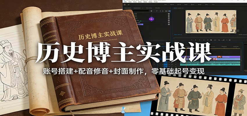 历史博主实战课：账号搭建+配音修音+封面制作，零基础起号变现-知享知识网