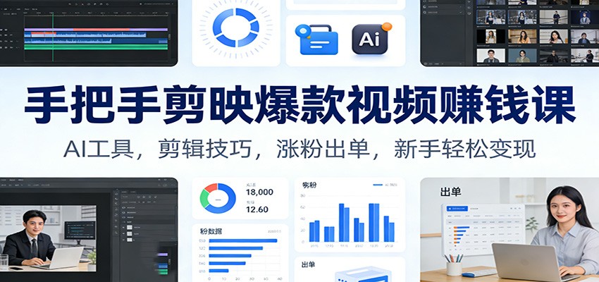 手把手剪映爆款视频赚钱课：AI工具，剪辑技巧，涨粉出单，新手轻松变现-知享知识库