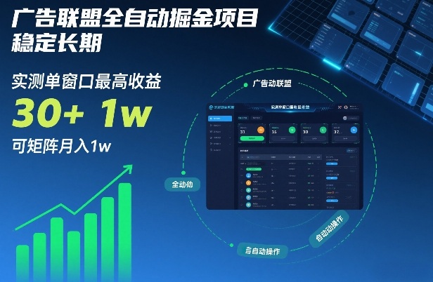 广告联盟全自动掘金项目，稳定长期，实测单窗口最高收益30+，可矩阵月入1w+【揭秘】-知享知识库