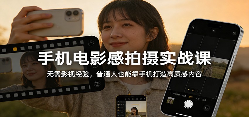 手机电影感拍摄实战课:无需影视经验,普通人也能靠手机打造高质感内容-知享知识网