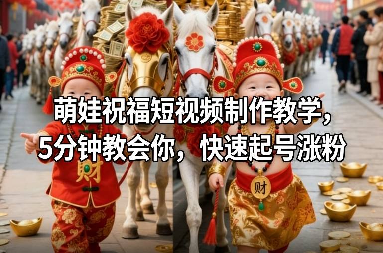 萌娃祝福短视频制作教学，5分钟教会你，快速起号涨粉-知享知识库