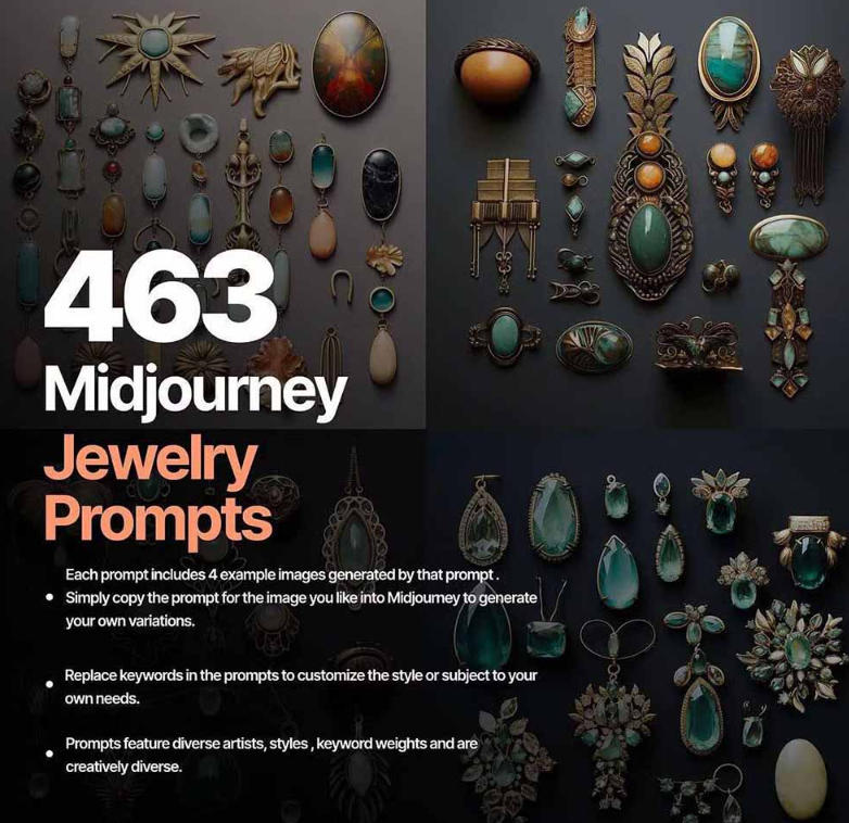 图片[2]-460+专业Midjourney珠宝摄影AI提示词戒指，项链-耳环-手链-宝石等，立即开始创作珠宝艺术-知享知识网