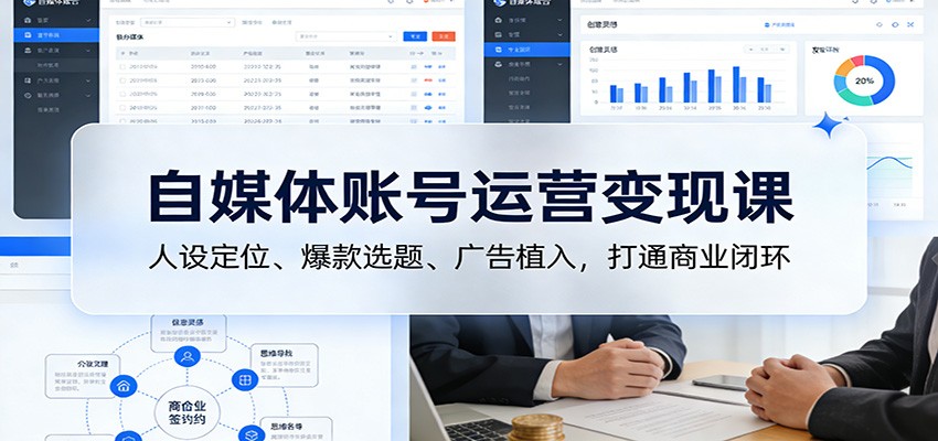 自媒体账号运营变现课:人设定位、爆款选题、广告植入,打通商业闭环-知享知识库