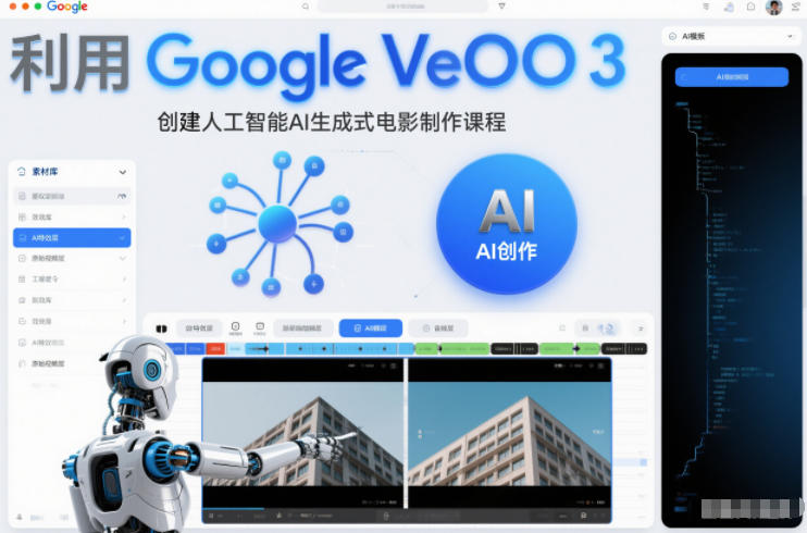 利l用Google Veo 3创建人工智能AI生成式电影制作课程，使用人工智能的力量创建令人惊叹的视频-知享知识库