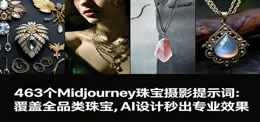 463个Midjourney珠宝摄影提示词：覆盖全品类珠宝，AI设计秒出专业效果-知享知识网