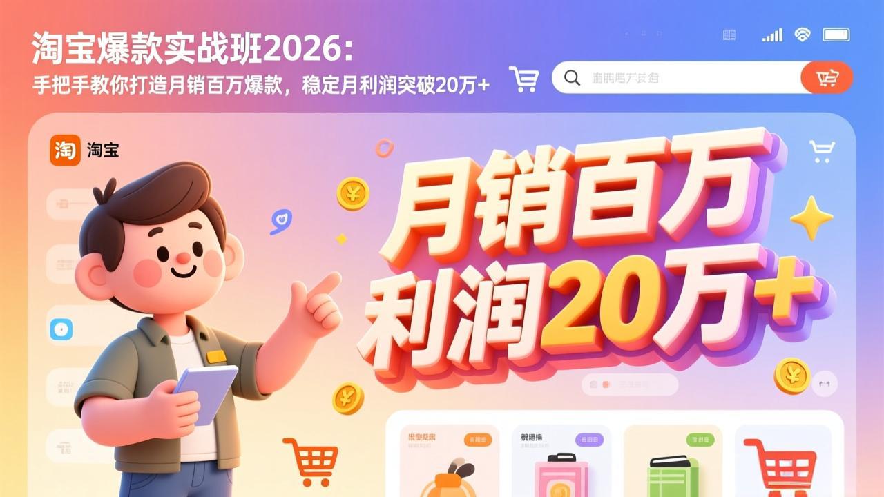 （17401期）淘宝爆款实战班-2026年2月更新：手把手教你打造月销百万爆款，稳定月利润突破20万+-知享资源网