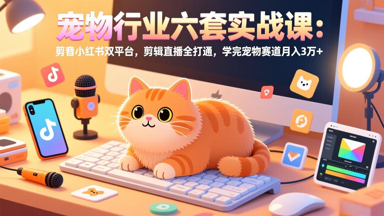 （17411期）宠物行业六套实战课：抖音小红书双平台，剪辑直播全打通，学完宠物赛道月入3万+-知享资源网