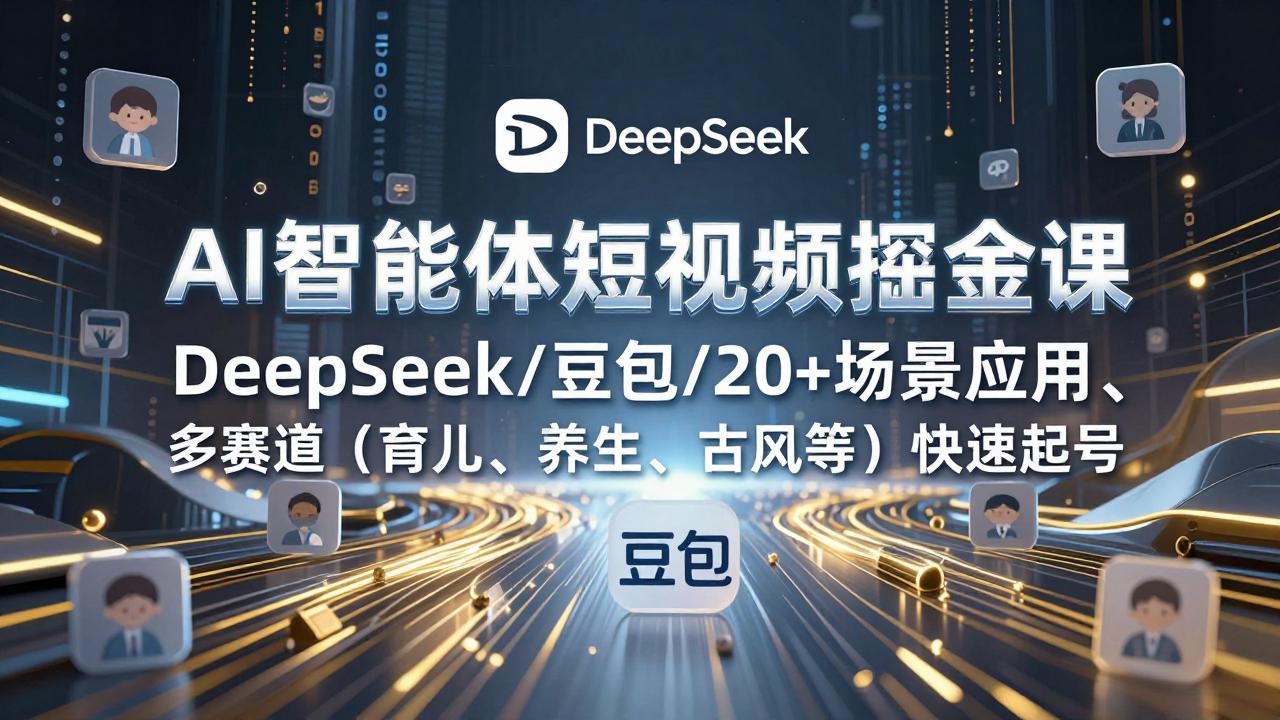 （17365期）AI智能体短视频掘金课，DeepSeek/豆包/20+场景应用、多赛道（育儿、养生、古风等）快速起号-知享资源网