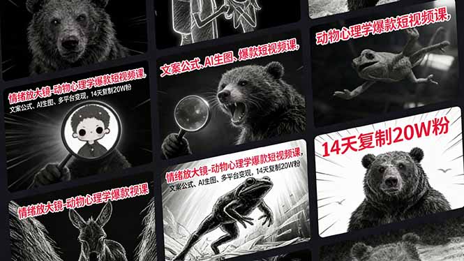 （17376期）情绪放大镜-动物心理学爆款短视频课，文案公式、AI生图、多平台变现，14天复制20W粉-知享资源网