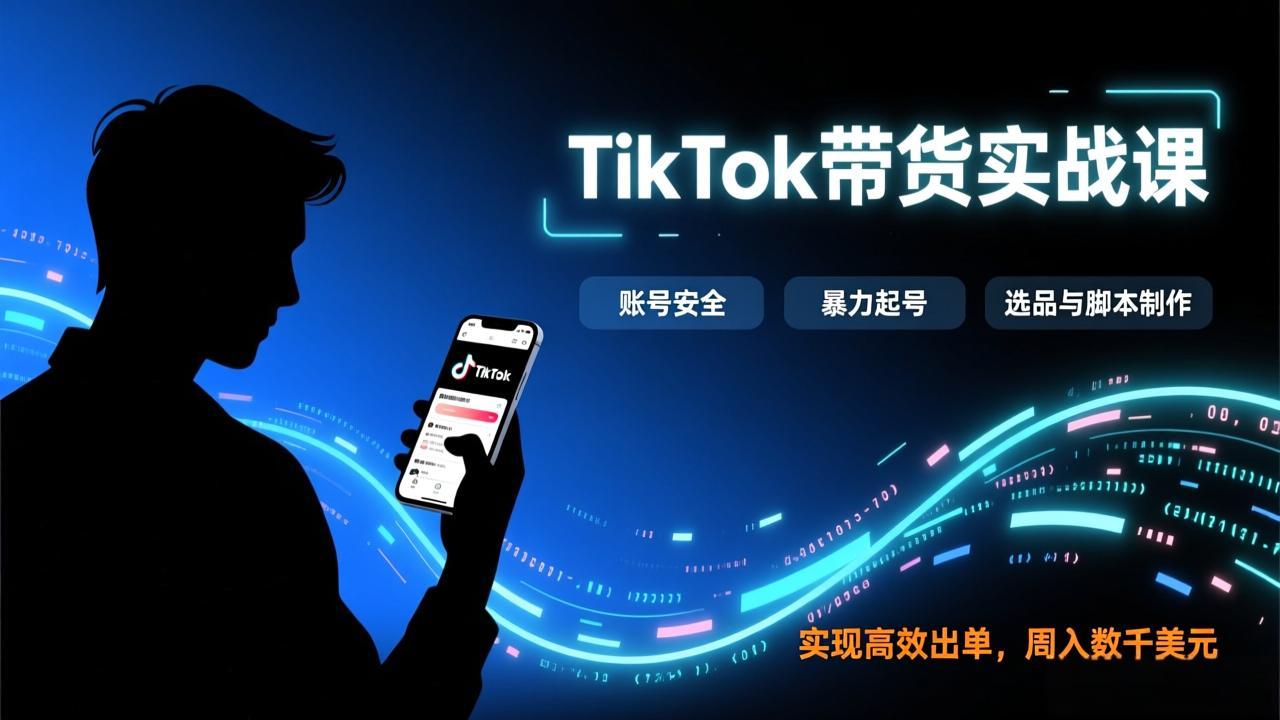 （17278期）TikTok带货实战课，涵盖账号安全、暴力起号、选品与脚本制作，实现高效出单，周入数千美元-知享知识网