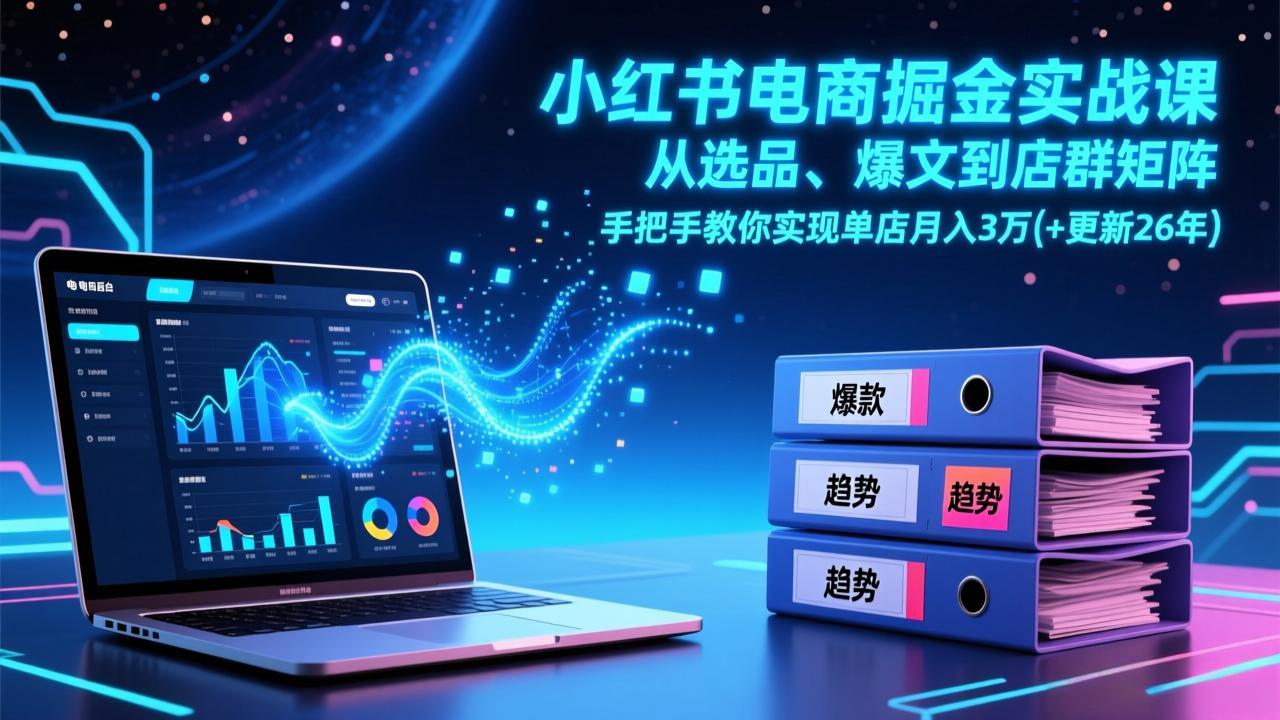 (17290期)小红书电商掘金实战课,从选品、爆文到店群矩阵,手把手教你实现单店月入3万+(更新26年)-知享知识网