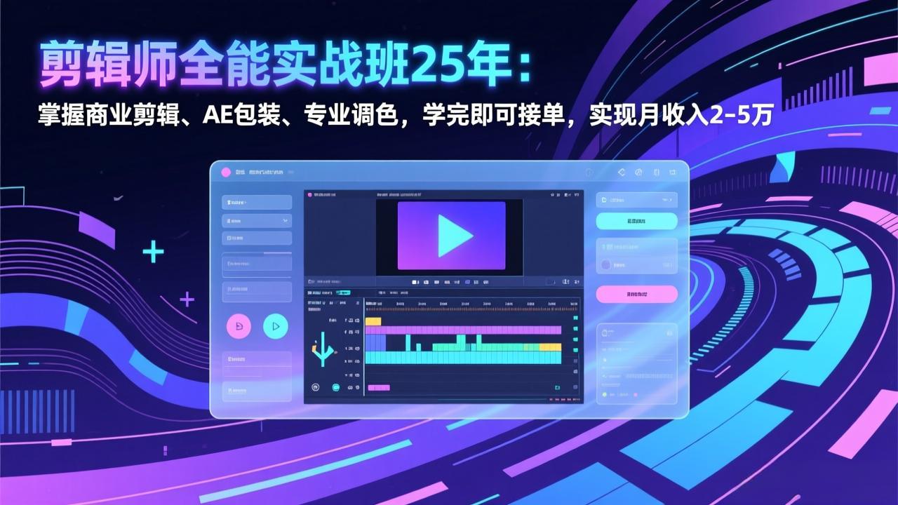 (17294期)剪辑师全能实战班25年:掌握商业剪辑、AE包装、专业调色,学完即可接单,实现月收入2-5万-知享知识网