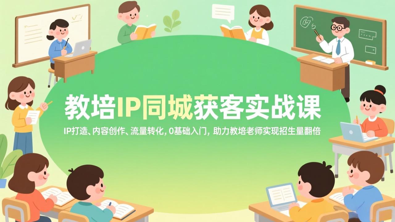 （17341期）教培IP同城获客实战课，IP打造、内容创作、流量转化，0基础入门，助力教培老师实现招生量翻倍-知享资源网