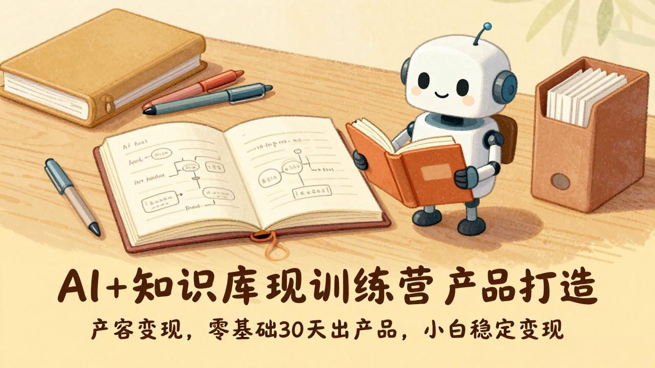 （17323期）AI+知识库变现训练营，产品打造、内容创作、全平台变现，零基础30天出产品，小白稳定变现-知享知识网