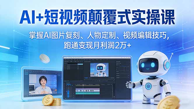 （17454期）AI+短视频颠覆式实操课：掌握AI图片复刻、人物定制、视频编辑技巧，跑通变现月利润2万+-知享资源网