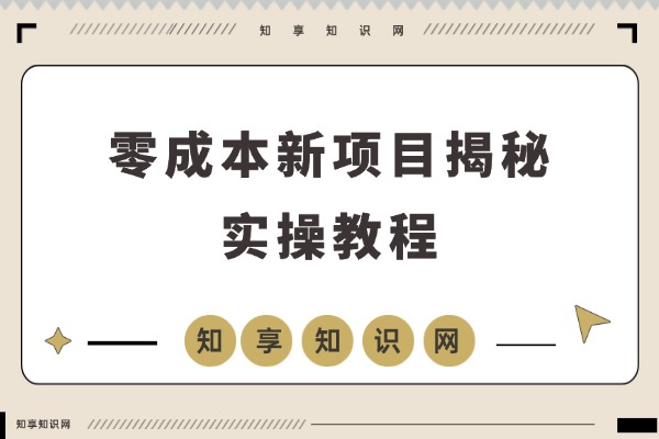 零成本新项目揭秘：定价即利润，市场需求火爆！-知享知识网