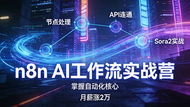 （17458期）n8n AI工作流实战营，节点处理+API连通+Sora2实战，掌握自动化核心月薪涨2万-知享资源网