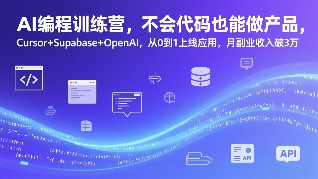 （17388期）AI编程训练营，不会代码也能做产品，Cursor+Supabase+OpenAI，从0到1上线应用，月副业收入破3万-知享资源网