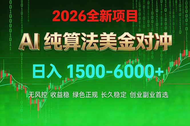 （17466期）2026 全新美金对冲项目，不套平台赠金，不封号，纯算法对冲，日入 1500-6000+-知享资源网