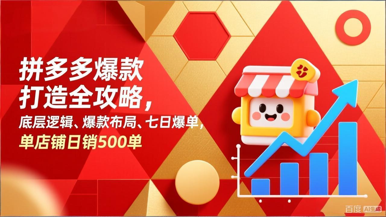 （17346期）拼多多爆款打造全攻略，底层逻辑、爆款布局、七日爆单，单店铺日销500单-知享资源网