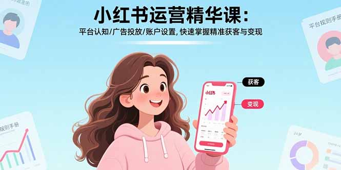 （17468期）小红书运营精华课-更新：平台认知/广告投放/账户设置,快速掌握精准获客与变现-知享资源网