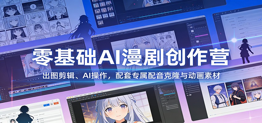 零基础AI漫剧创作营:出图剪辑、AI操作,配套专属配音克隆与动画素材-知享知识网