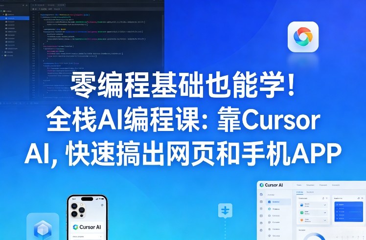 零编程基础也能学！全栈AI编程课：靠Cursor AI，快速搞出网页和手机APP-知享资源网