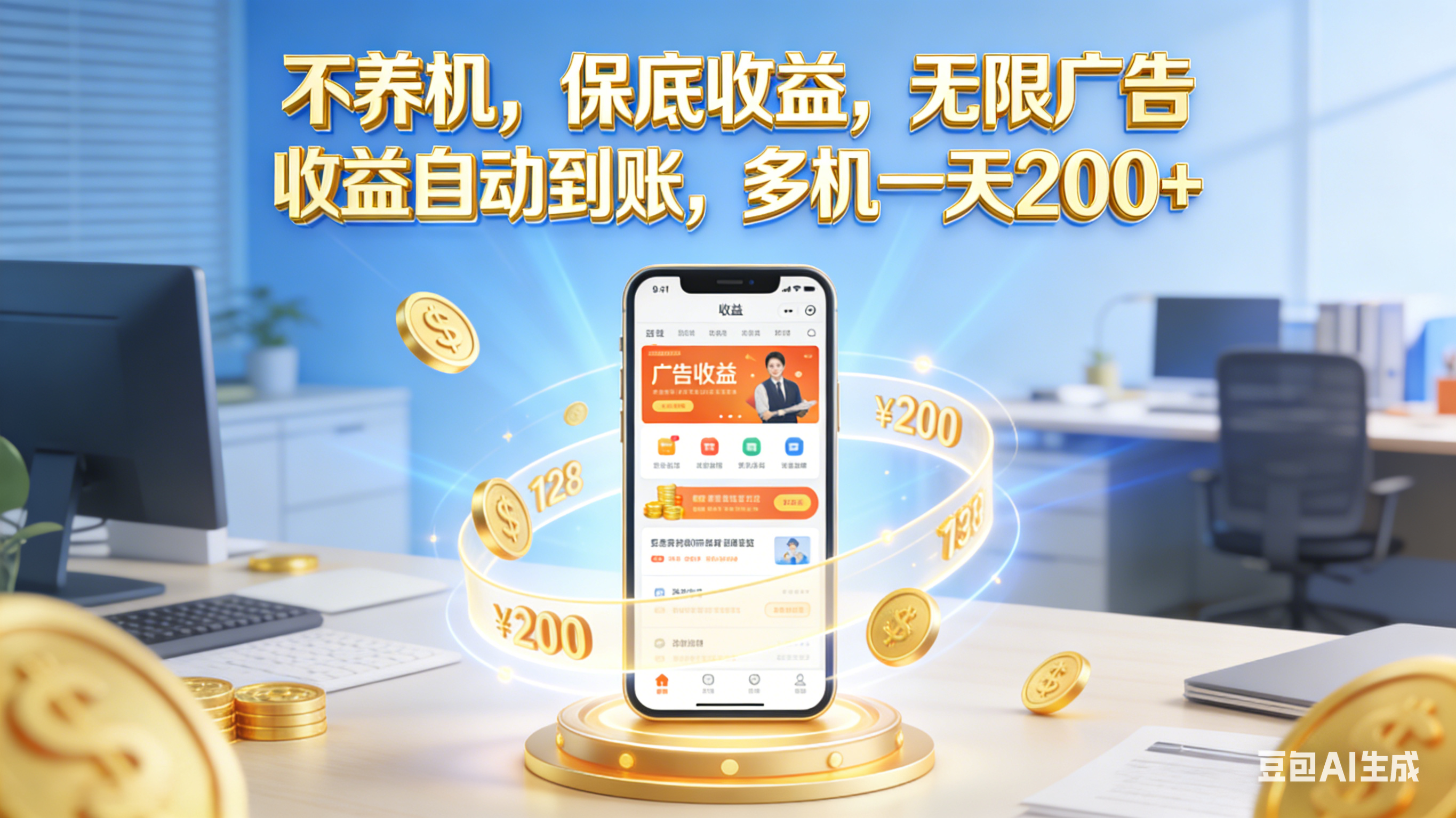 不养机，保底收益，无限广告，收益自动到账，多机一天200+-知享资源网