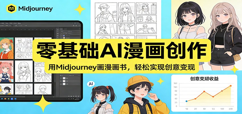 零基础AI漫画创作：用Midjourney画漫画书，轻松实现创意变现-知享资源网
