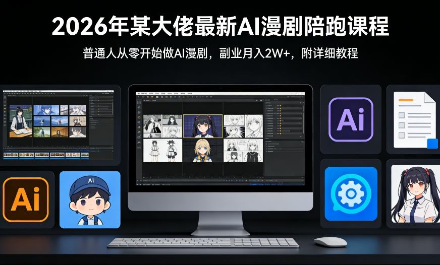 26年某大佬最新Ai漫剧陪跑课程，普通人从零开始做AI漫剧，副业月入2W+-知享知识网