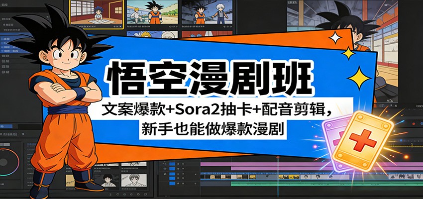 悟空漫剧班：文案爆款+Sora2抽卡+配音剪辑，新手也能做爆款漫剧-知享资源网