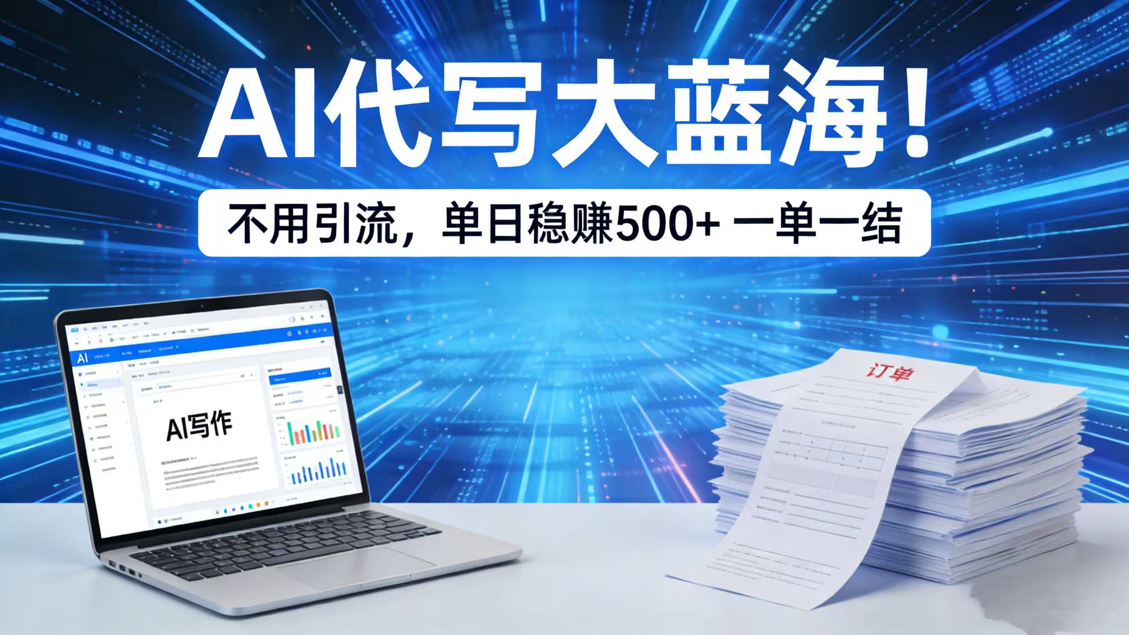 AI 代写大蓝海！不用引流，单日稳赚 500 + 一单一结-知享资源网