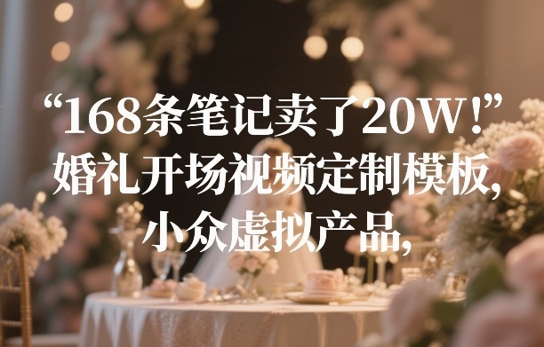 168条笔记卖了20W！婚礼开场视频定制模板，小众虚拟产品-知享资源网