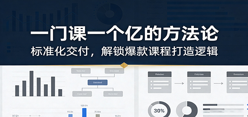 一门课一个亿的方法论：标准化交付，解锁爆款课程打造逻辑-知享资源网