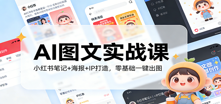 AI图文实战课：小红书笔记+海报+IP打造，零基础一键出图-知享资源网